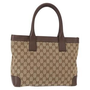 GUCCI GG Canvas Tote Bag Beige Gold 002 1199 Auth ka669